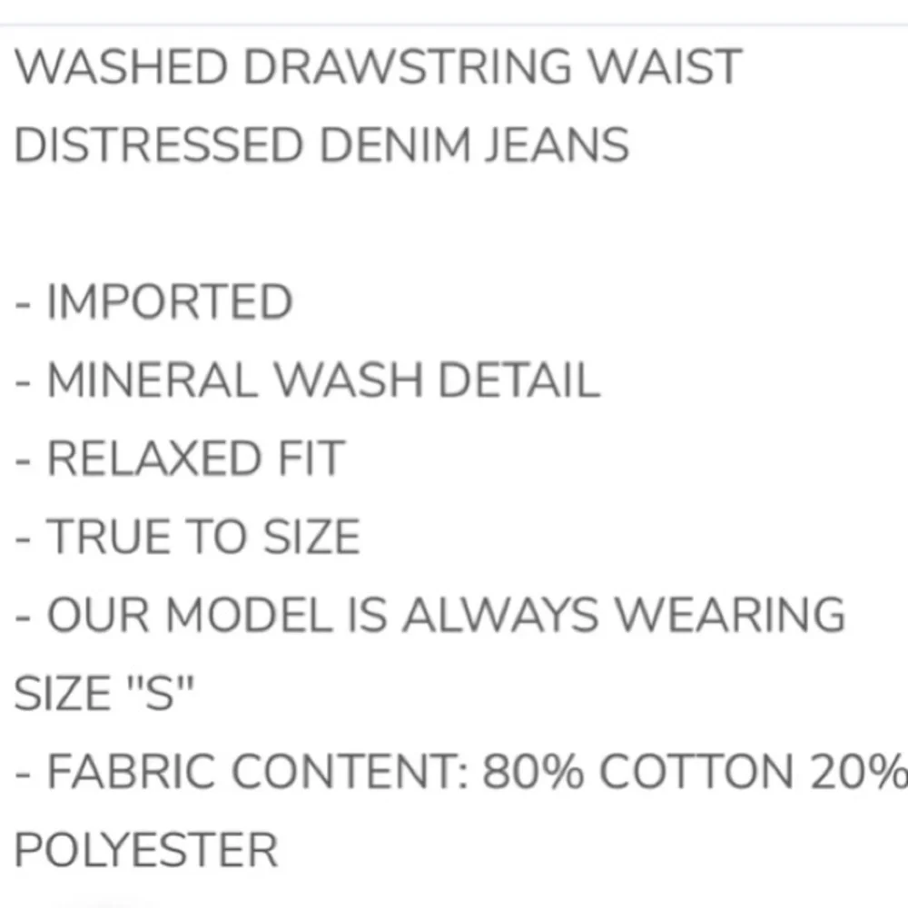 π€392 OLI & HALI 1 left β¬οΈβ¬οΈWASHED DRAWSTRING WAIST
DISTRESSED DENIM JEANS - Picture 6 of 6